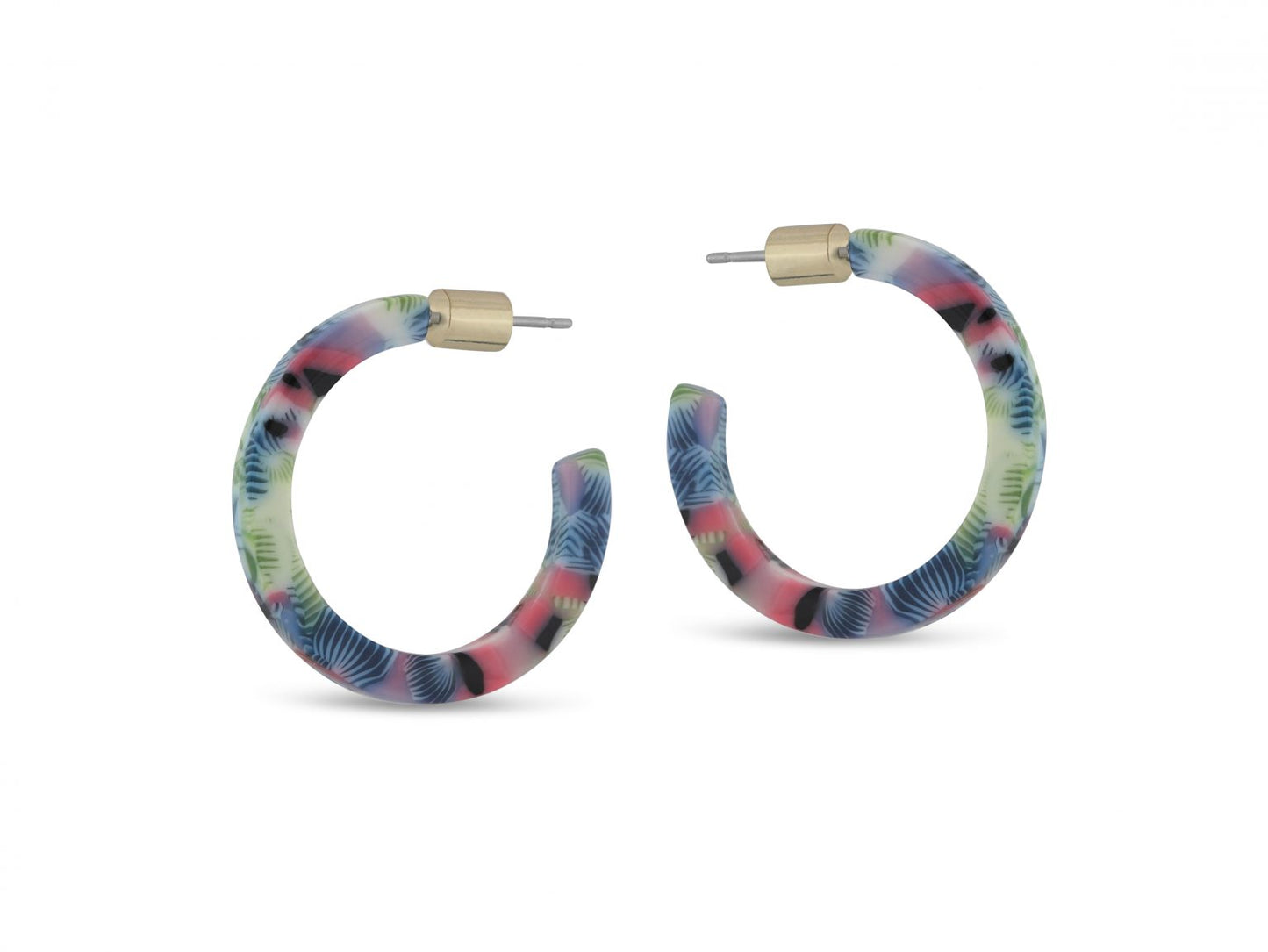 Isla Tiny Hoop Resin Earrings - Blue
