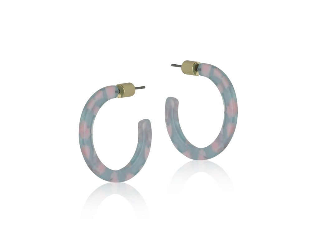 Annis Resin Hoop Earrings - Blue/Pink