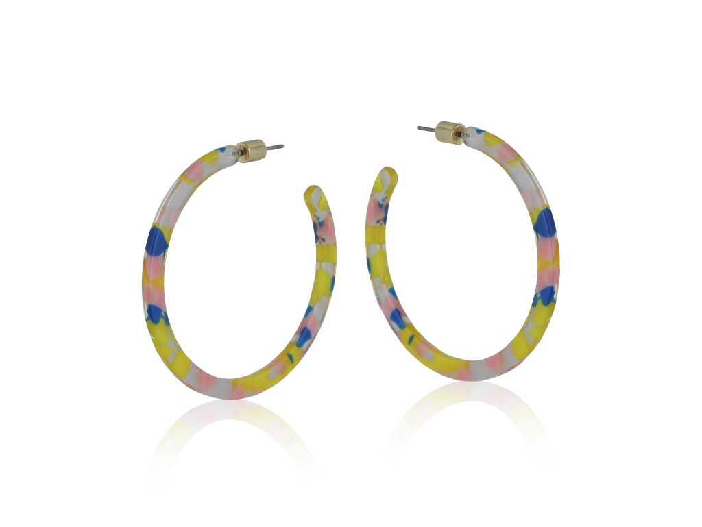 Amanda Earrings - Blue Yellow Peach