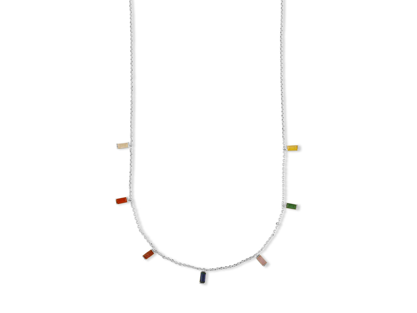 Nicole Delite Crystal Baguette Demi Fine Necklace - Silver Chain