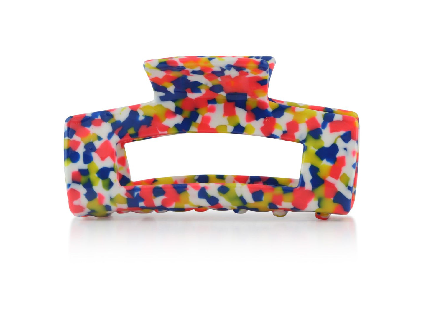 Donatella Resin Bulldog Hair Clip - Blue/Coral