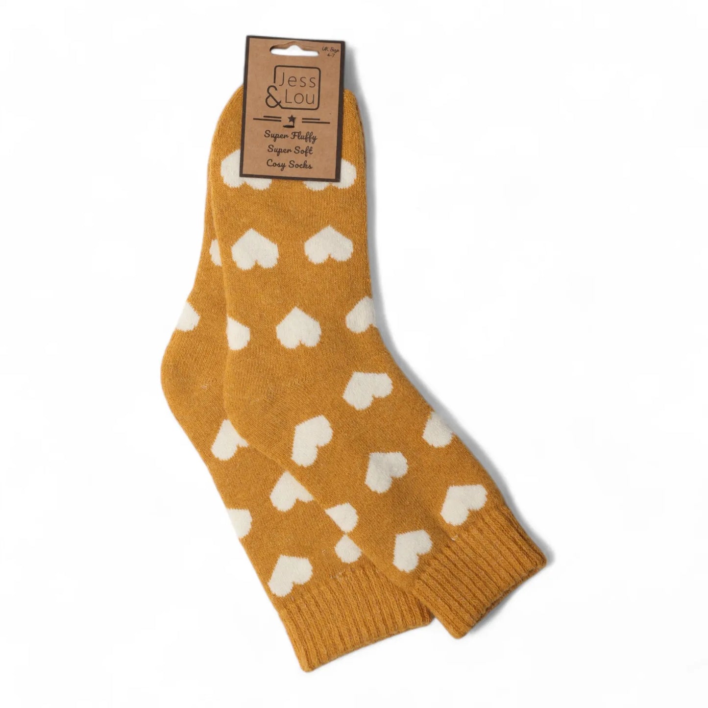 Hearts Cosy Socks - Gold