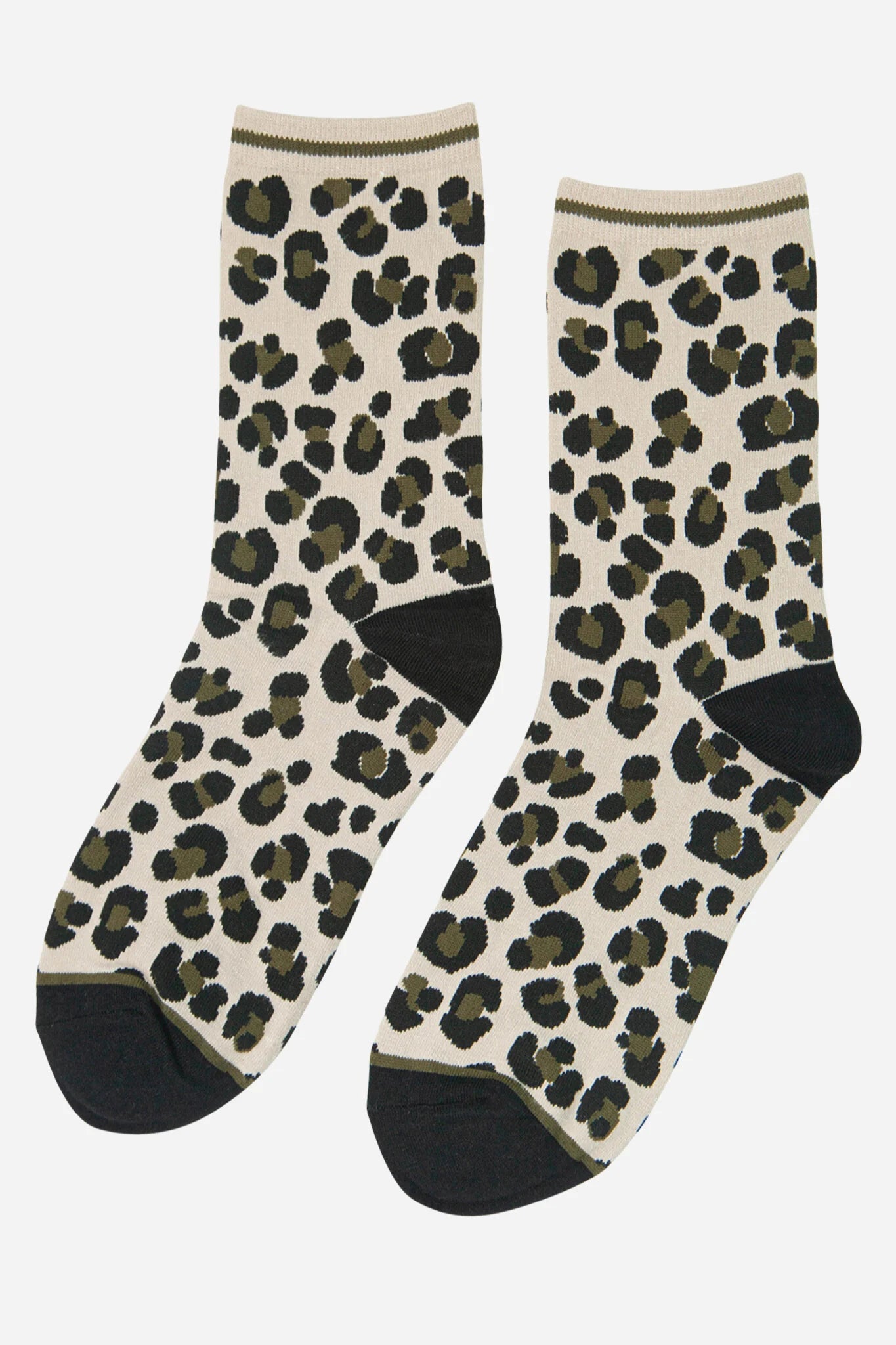 All Over Leopard Print Bamboo Socks - Cream
