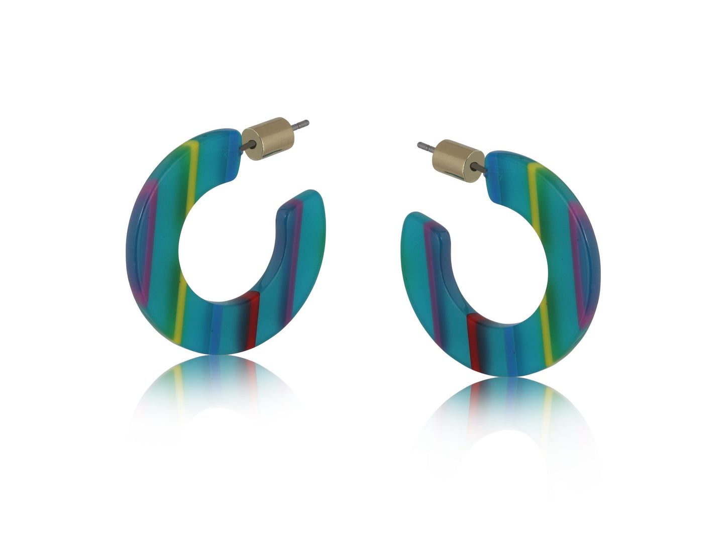 Carine Stripe Resin Hoops - Turquoise