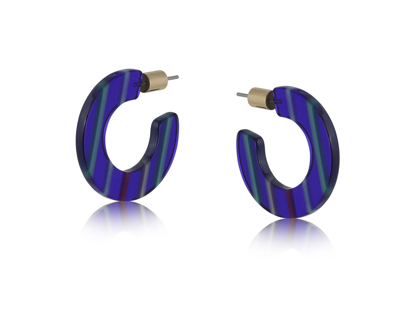 Carine Stripe Resin Hoops - Blue