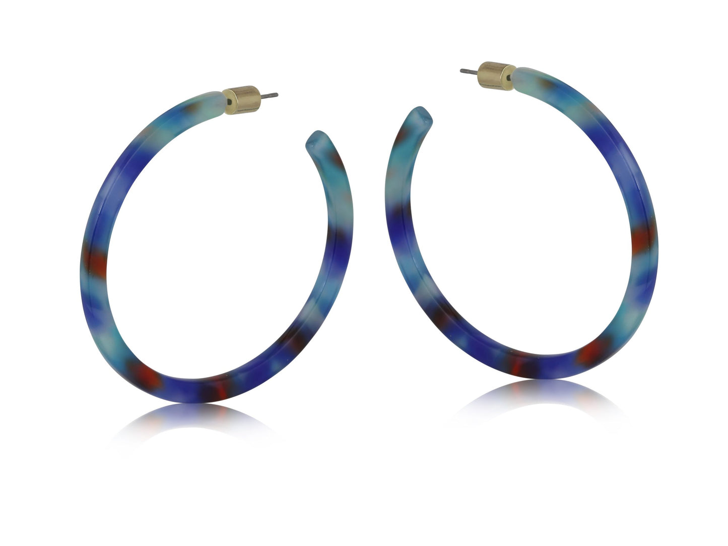 Julia Star Pattern Resin Hoop Earrings - Blue/Turquoise/Brown