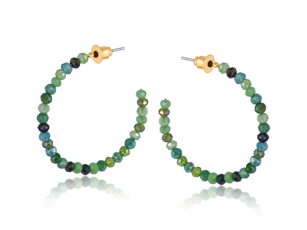 Cressida Oversized Beaded Hoop Earrings - Green