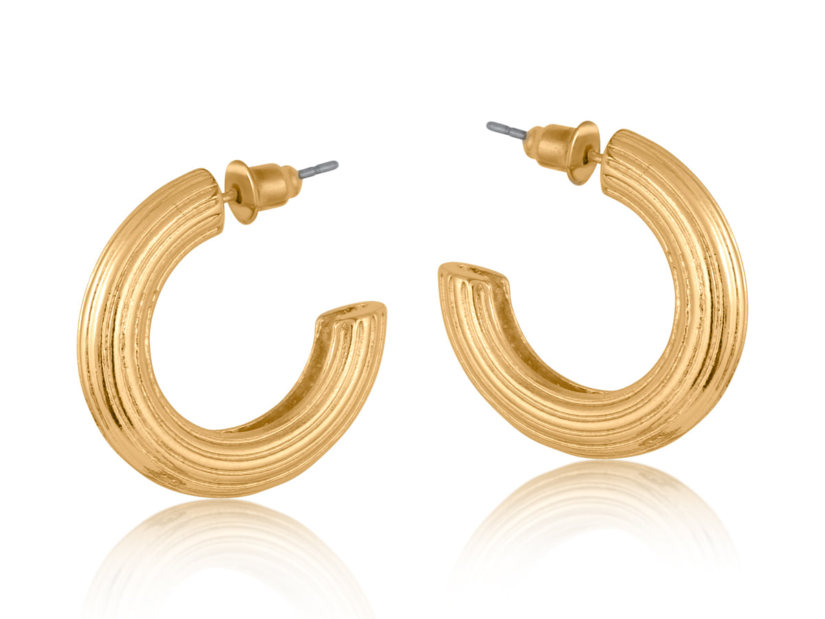 Atlanta Textured Hoop Earrings - Gold