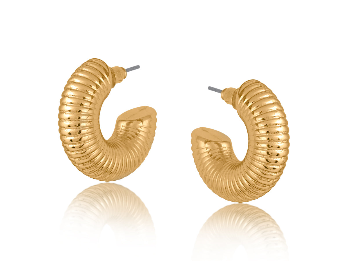 Atlanta Spring Textured Hoop Earrings - Gold