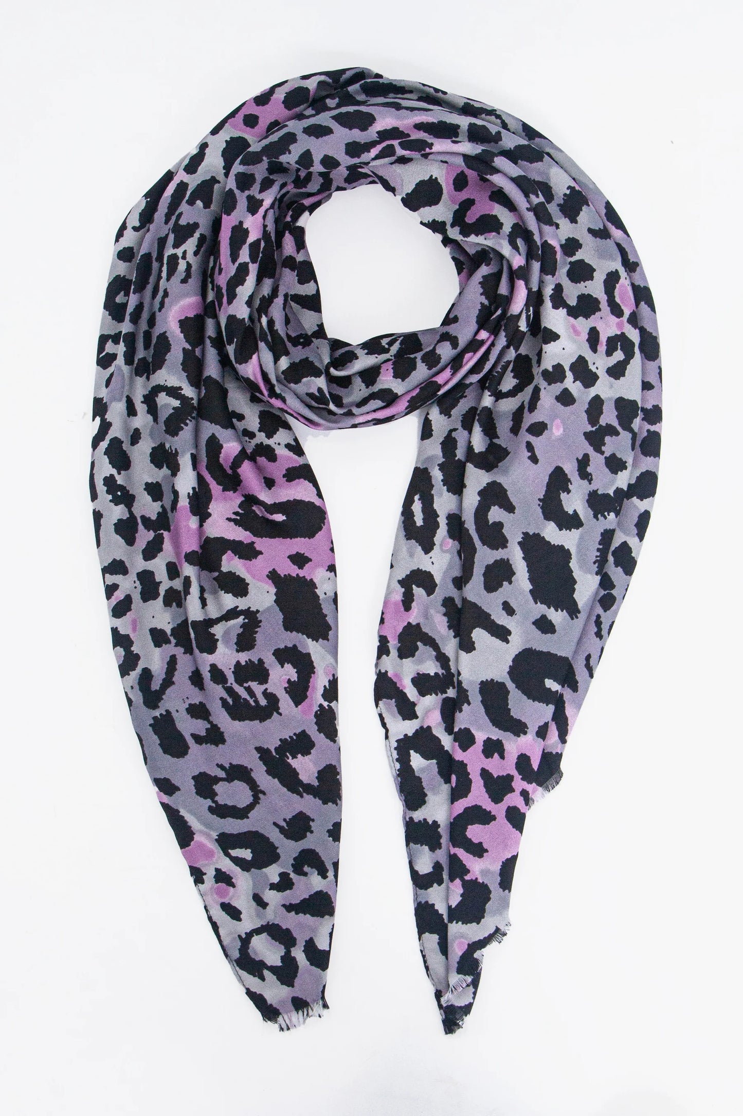 Felix Lightweight Scarf - Grey/Pink, Leopard