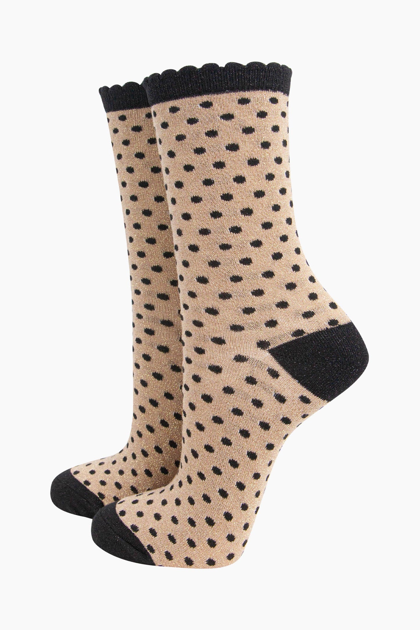 Glitter Socks - Gold/Black, Polka Dots