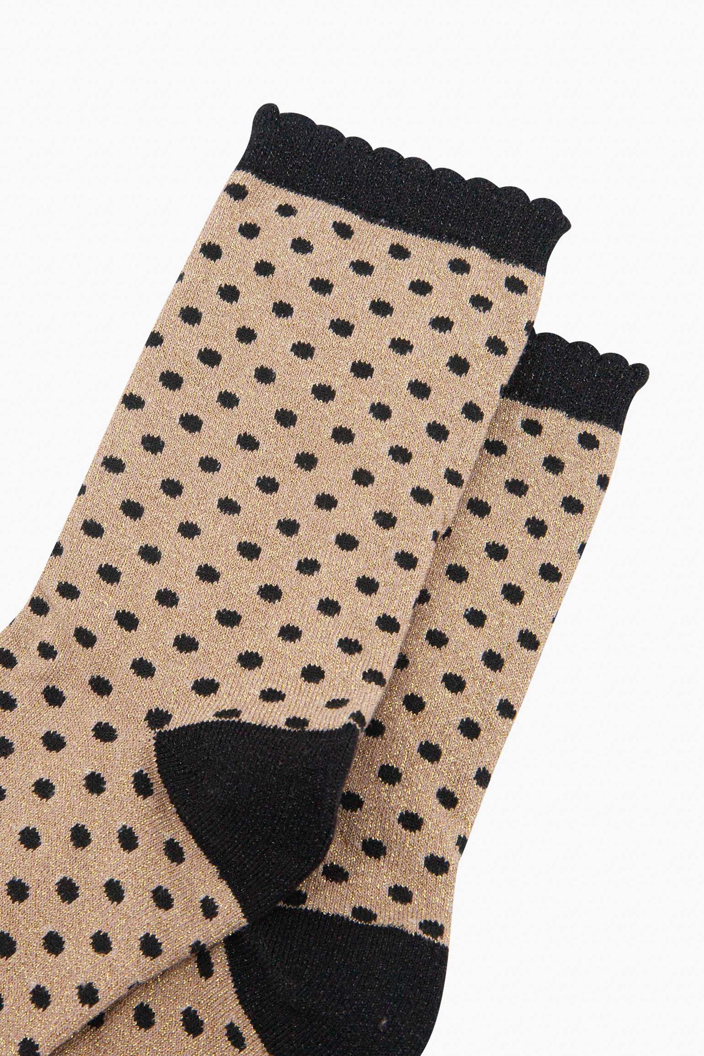 Glitter Socks - Gold/Black, Polka Dots