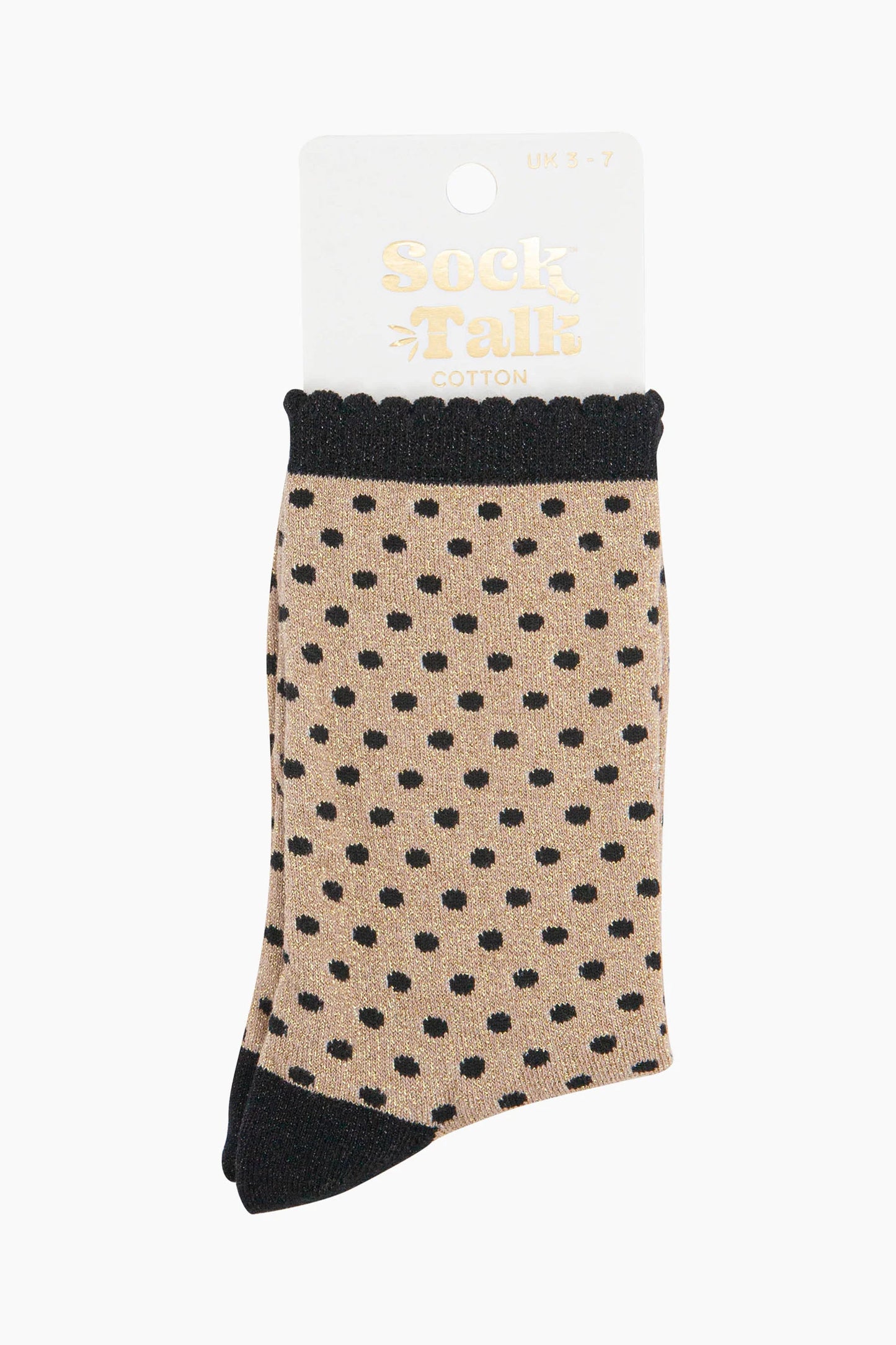 Glitter Socks - Gold/Black, Polka Dots