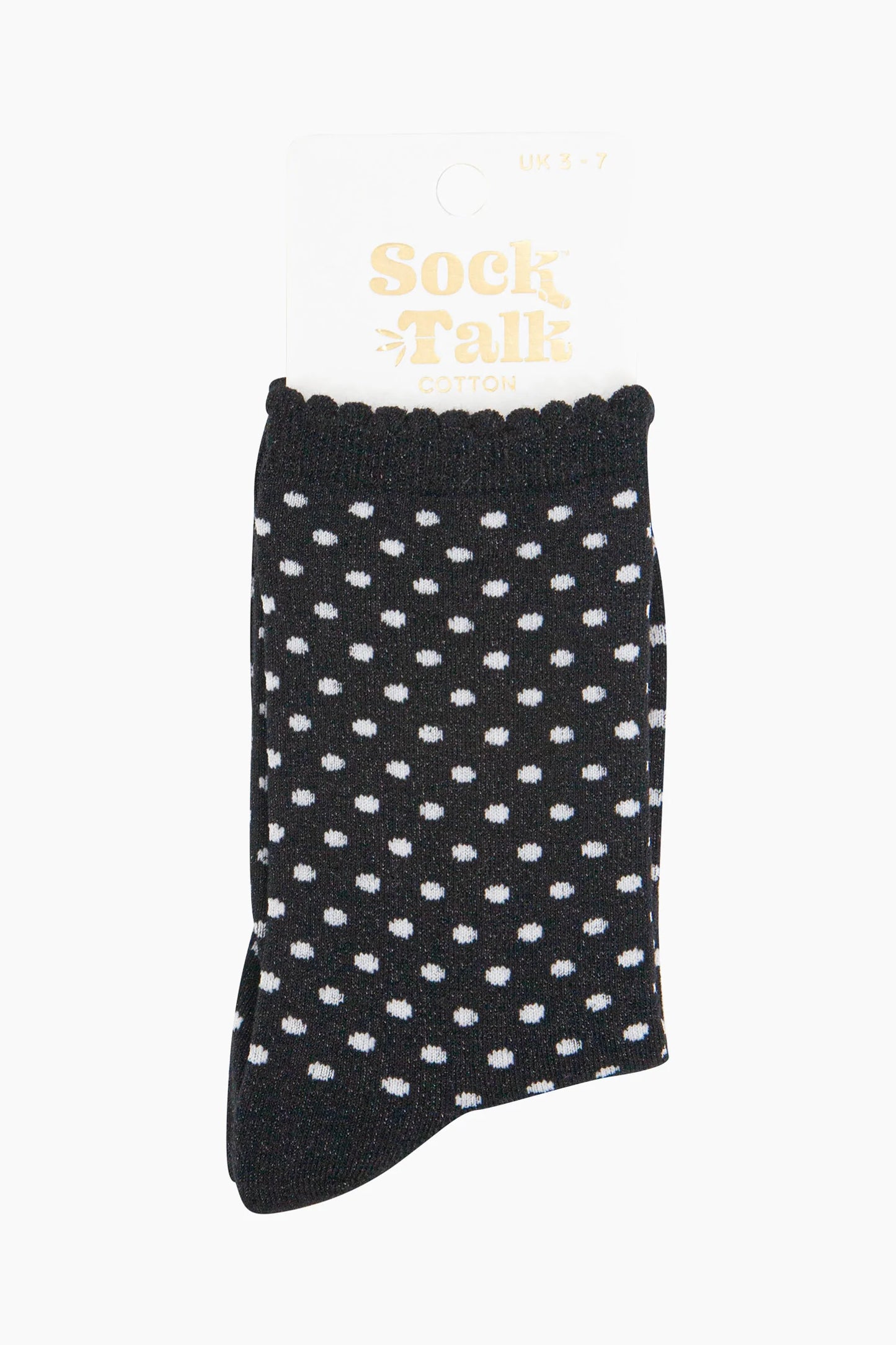 Glitter Socks - Black/White, Polka Dots