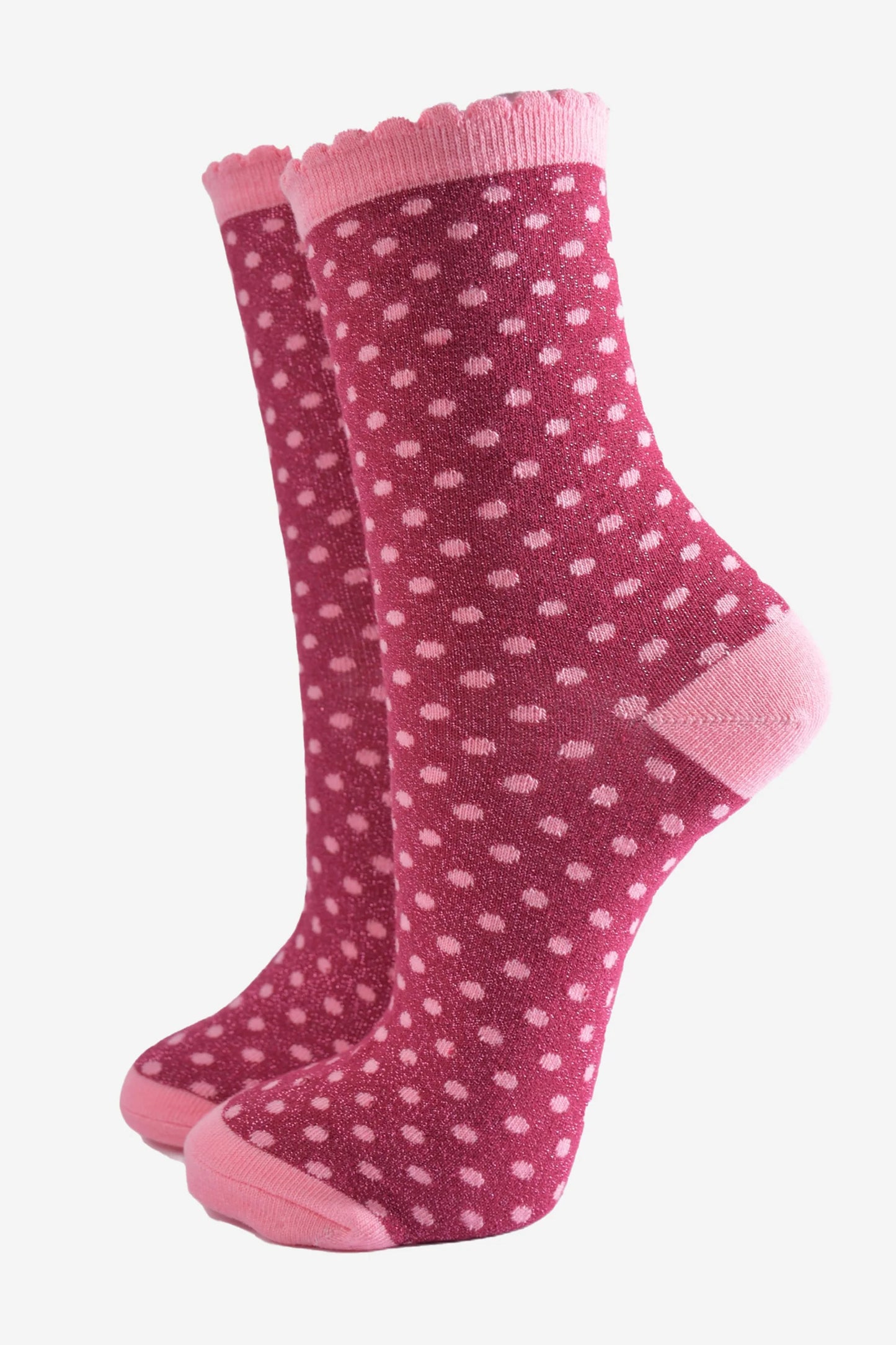 Glitter Socks - Berry/Pink, Small Polka Dot