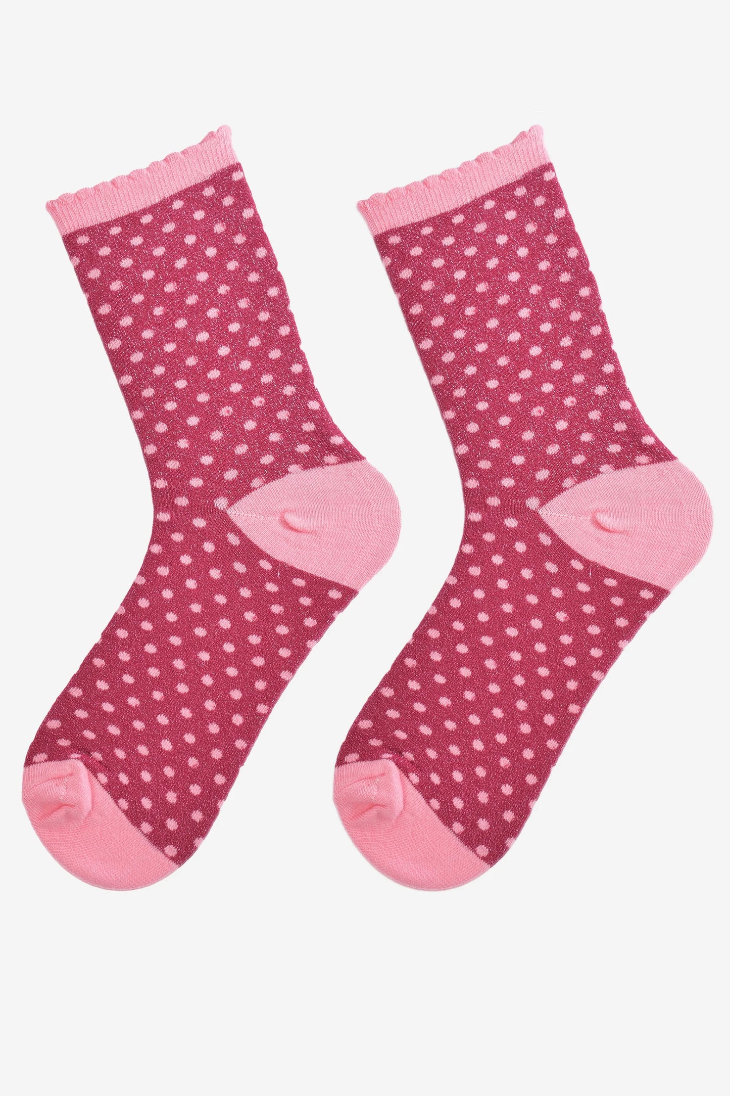 Glitter Socks - Berry/Pink, Small Polka Dot