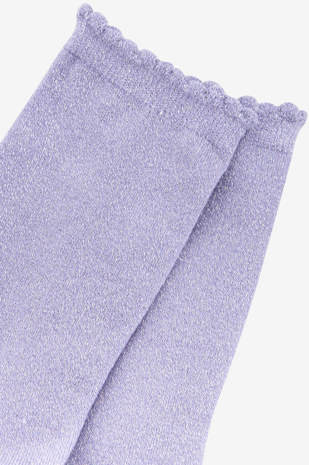 Scalloped Cuff Glitter Socks - Lilac