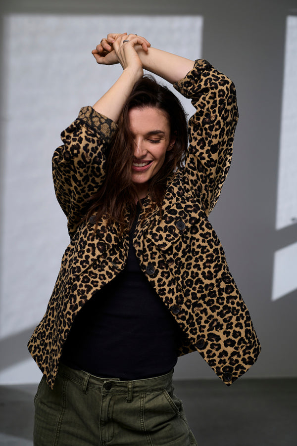 Alice Short Jacket - Brown Animal Print