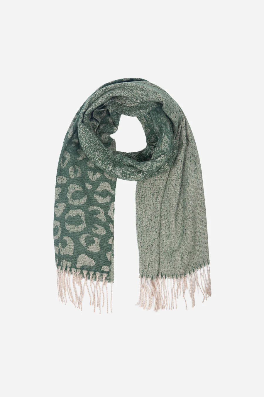 Leopard Print Scarf - Forest Green
