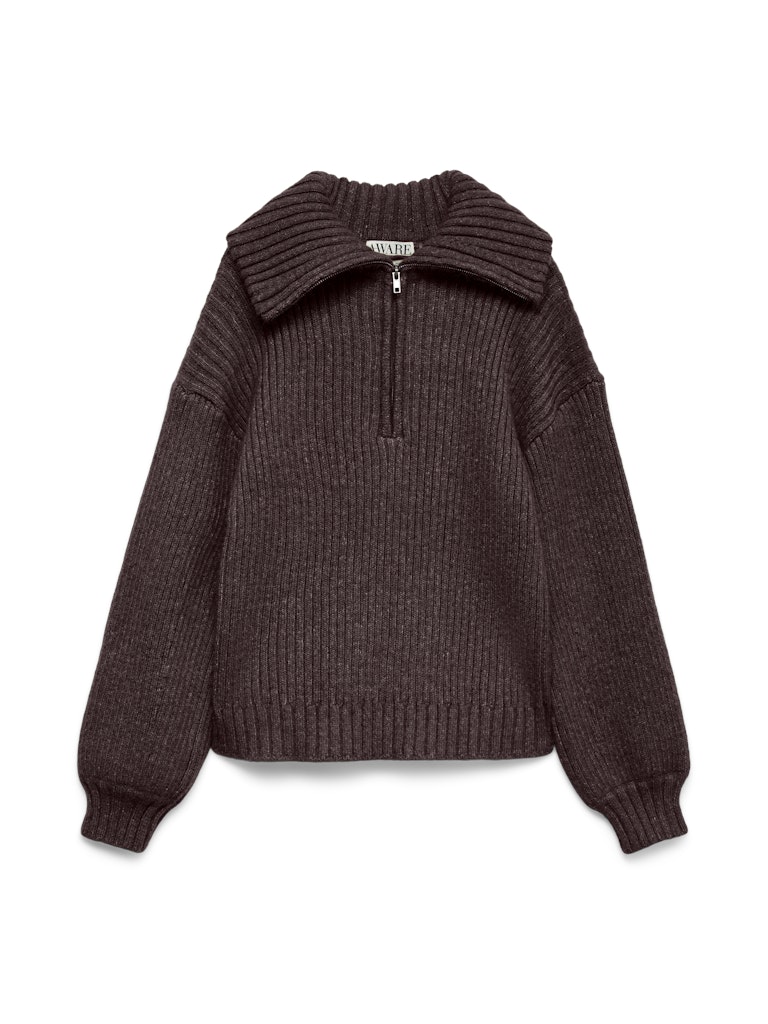 Ulla Half Zip Knit - Chocolate Plum