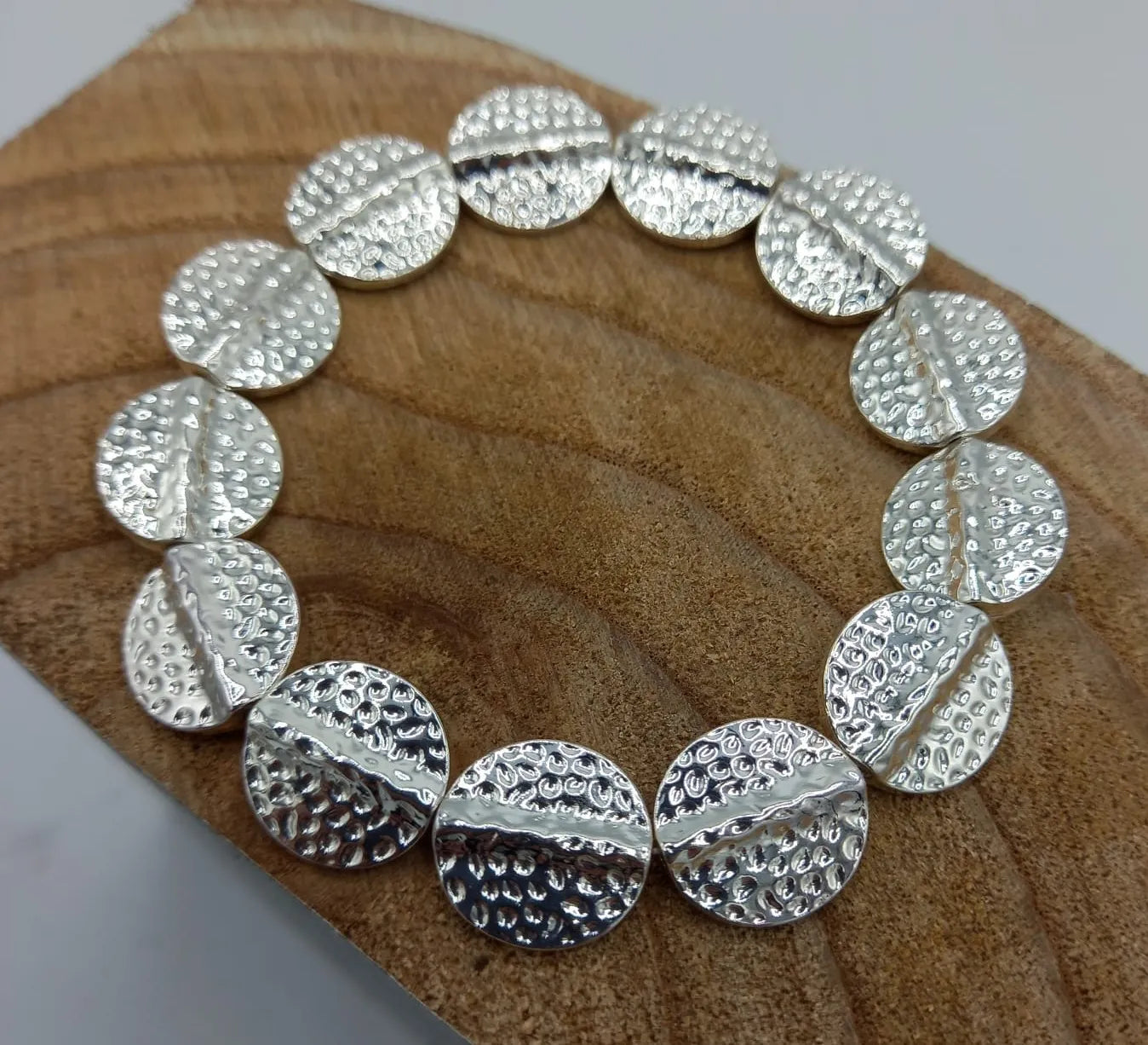 Battered Discs Bracelet - Silver