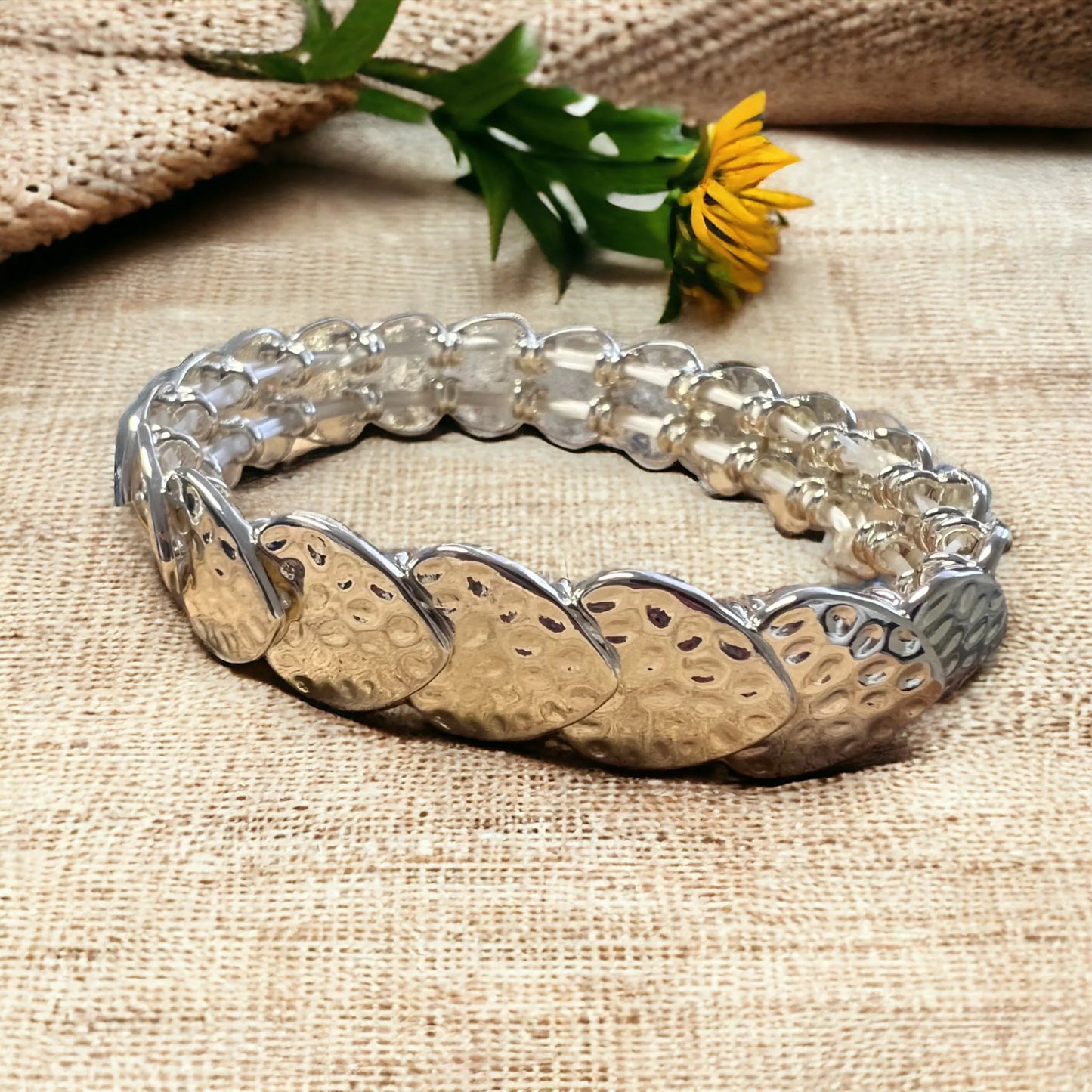 Overlapping Hearts Bracelet - Silver