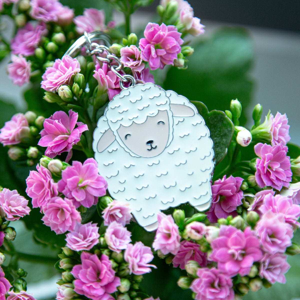 Sheep Enamel Keyring