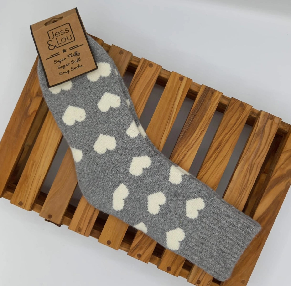 Hearts Cosy Socks - Grey
