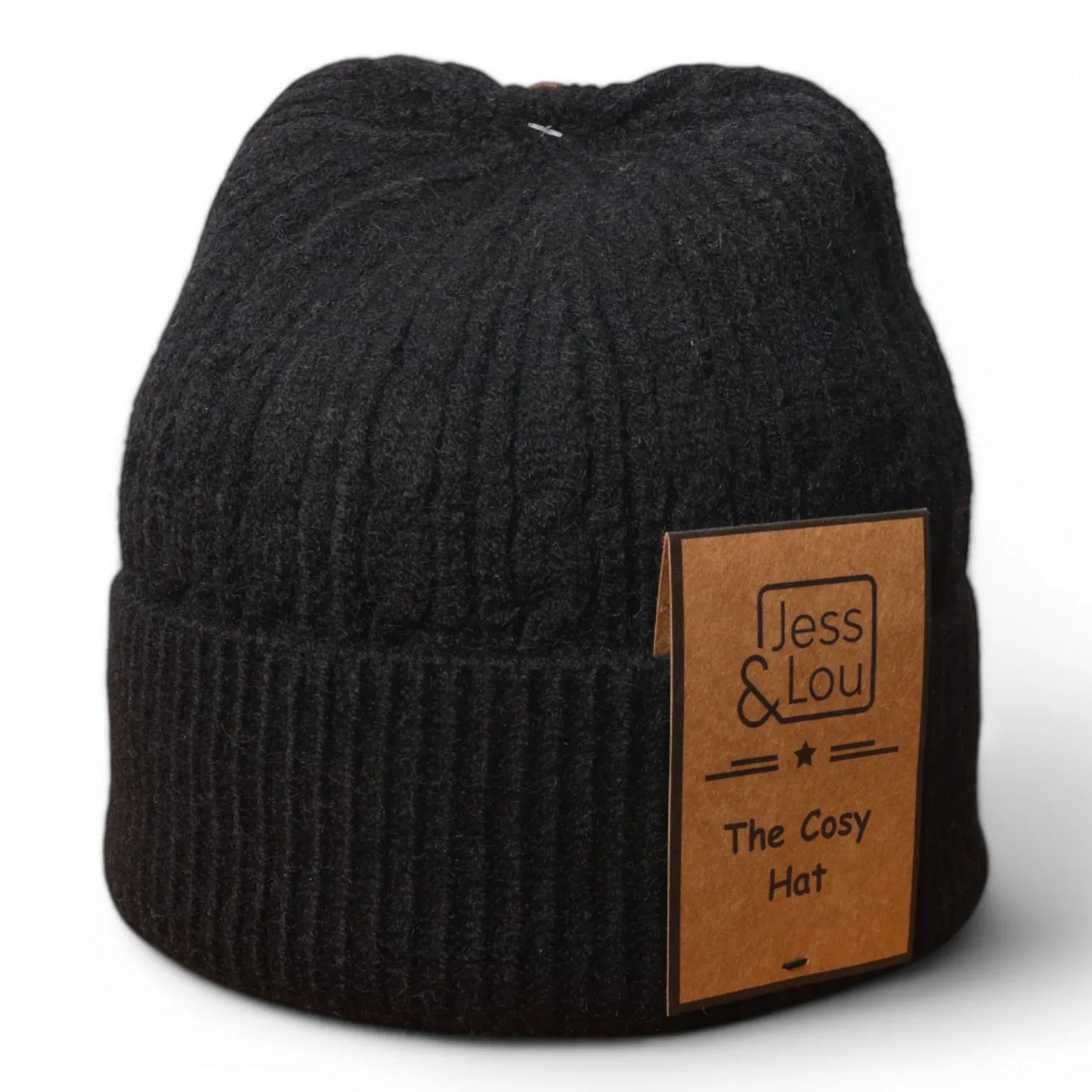Cable Beanie Hat - Black
