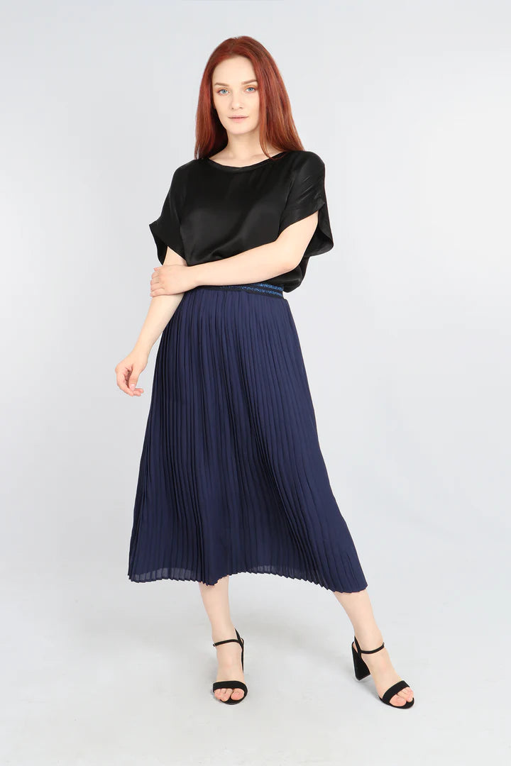 Pleated Skirt - Navy Blue Glitter Band