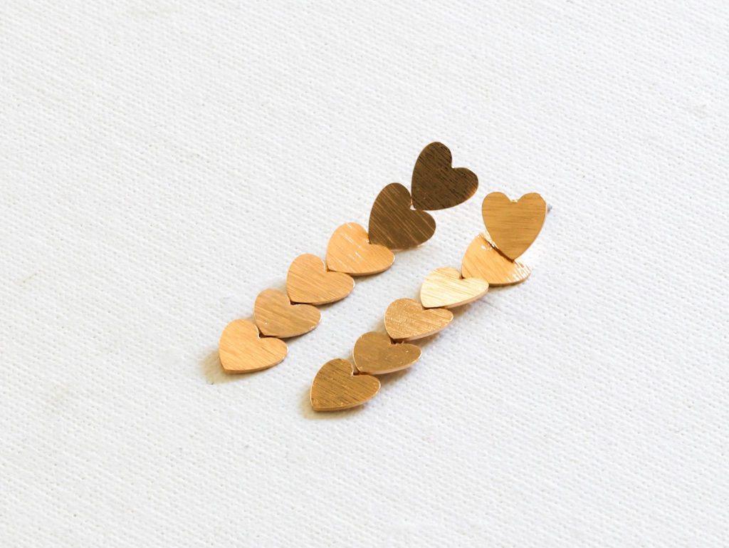 Petal Strand of Hearts Drop Earrings - Gold