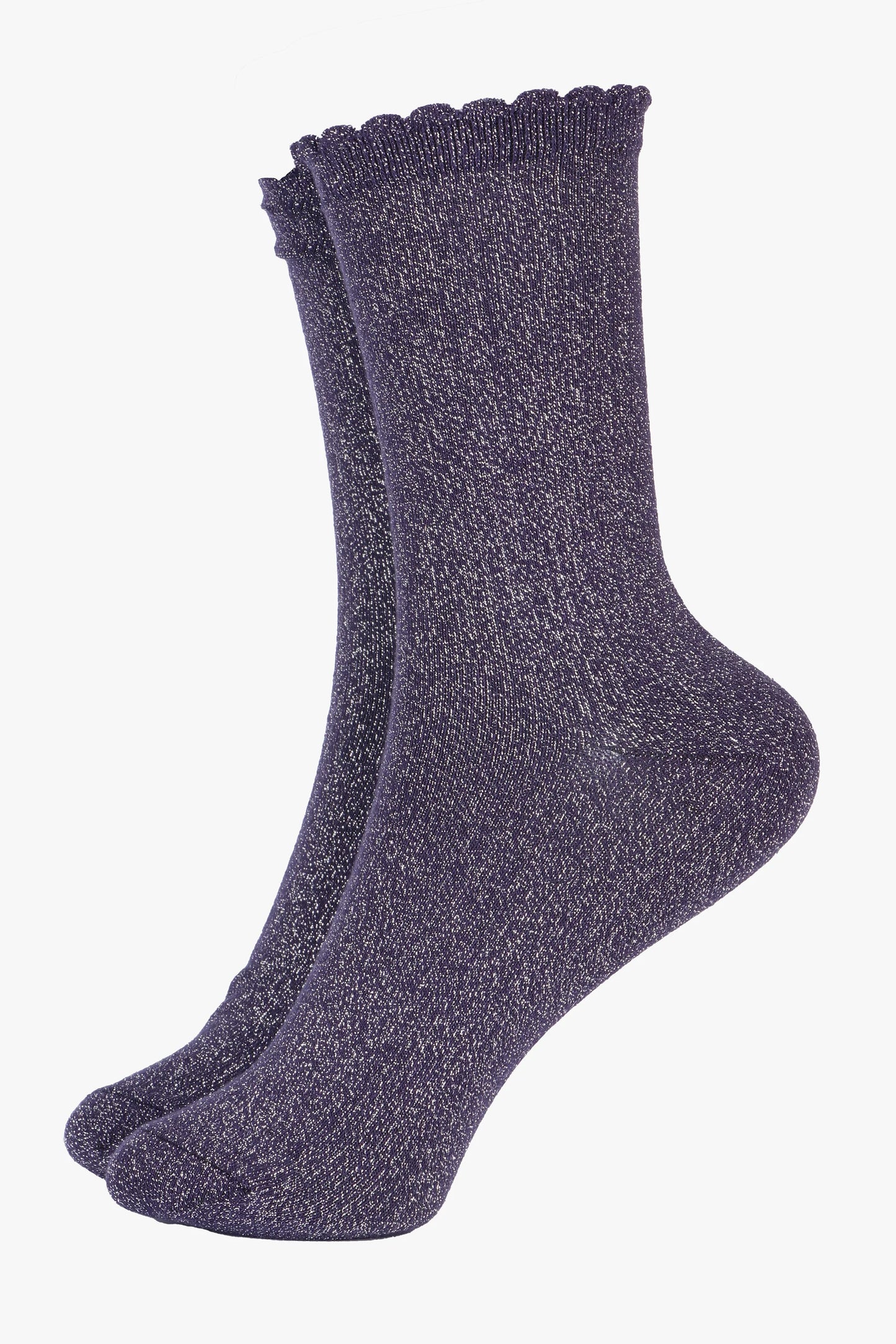 Glitter Socks - Navy Blue/Silver