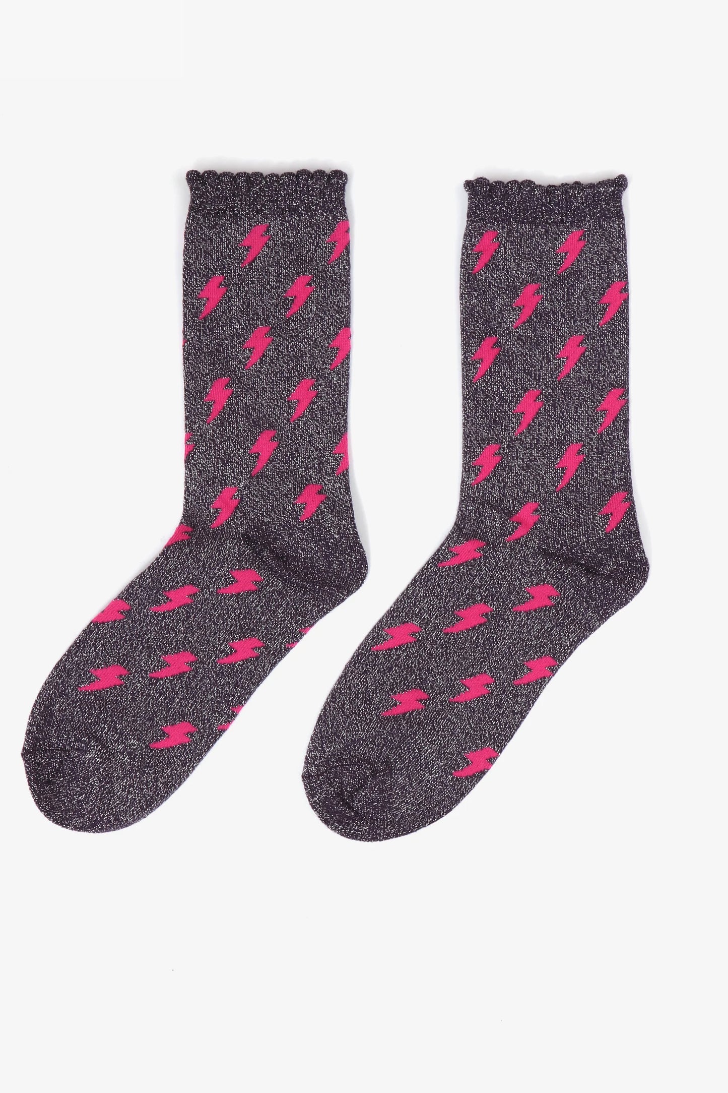 Glitter Socks - Navy/Fuchsia