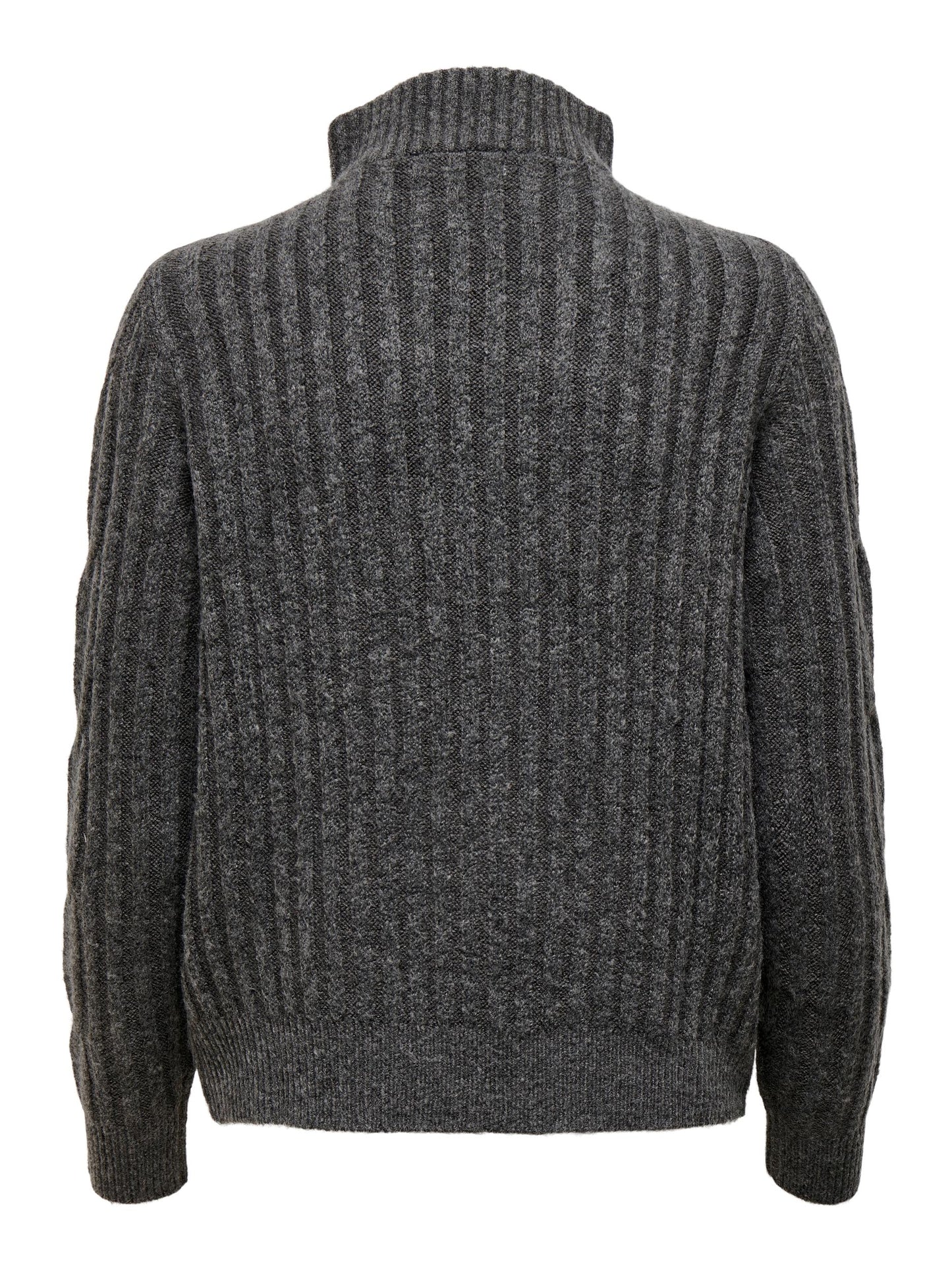 Andrea Zip Cable Knit - Dark Grey Melange