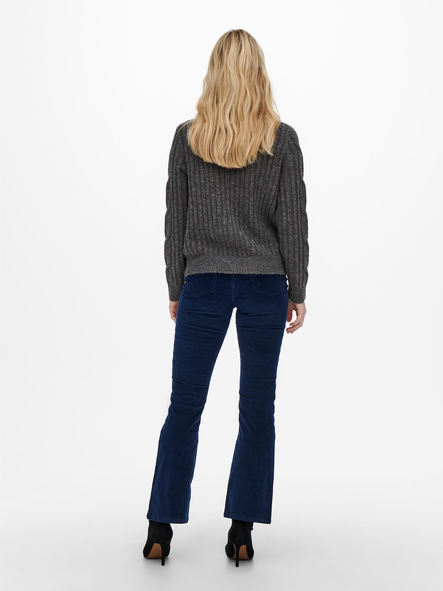 Andrea Zip Cable Knit - Dark Grey Melange