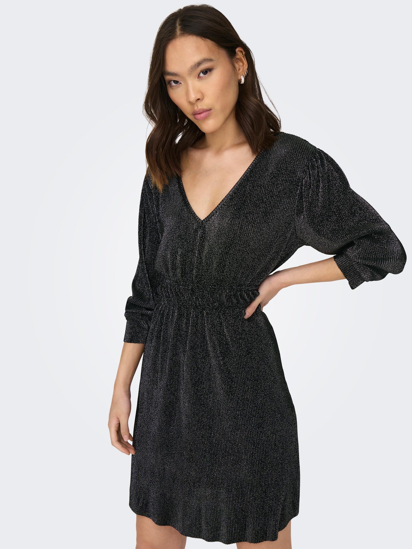 Vilma Glitter Dress - Black Silver