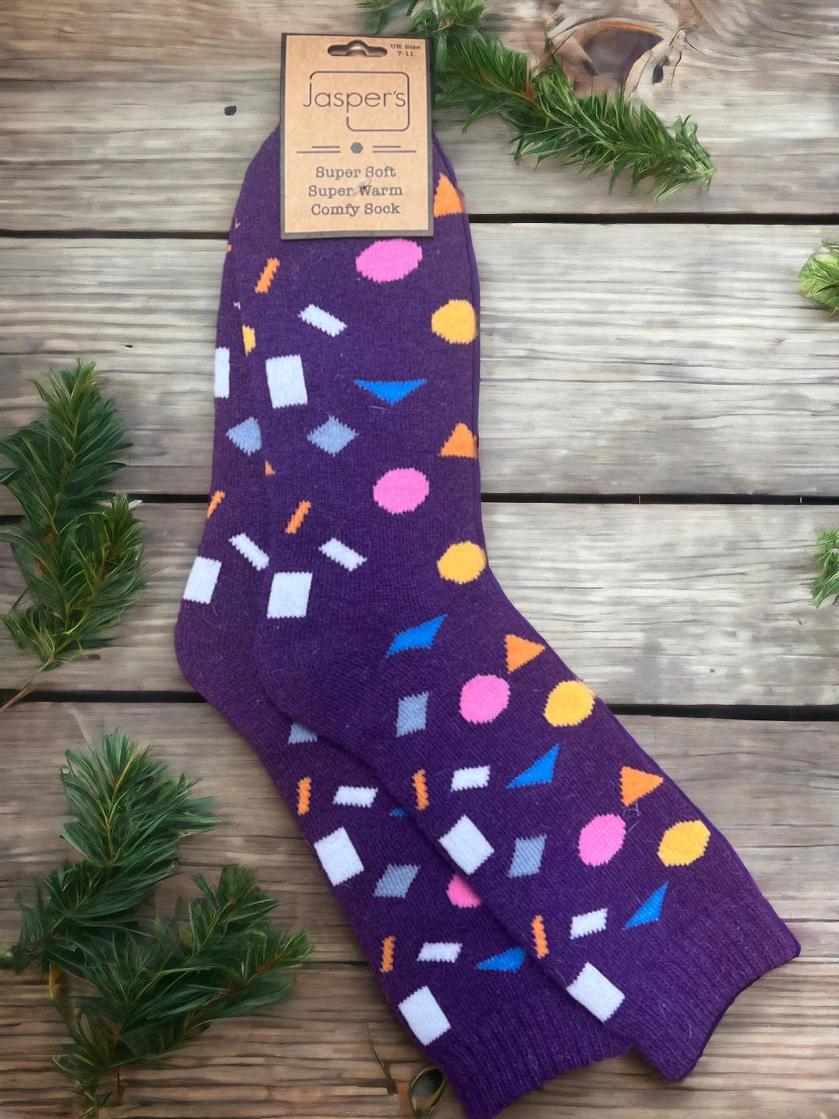 Shapes Cosy Socks - Purple