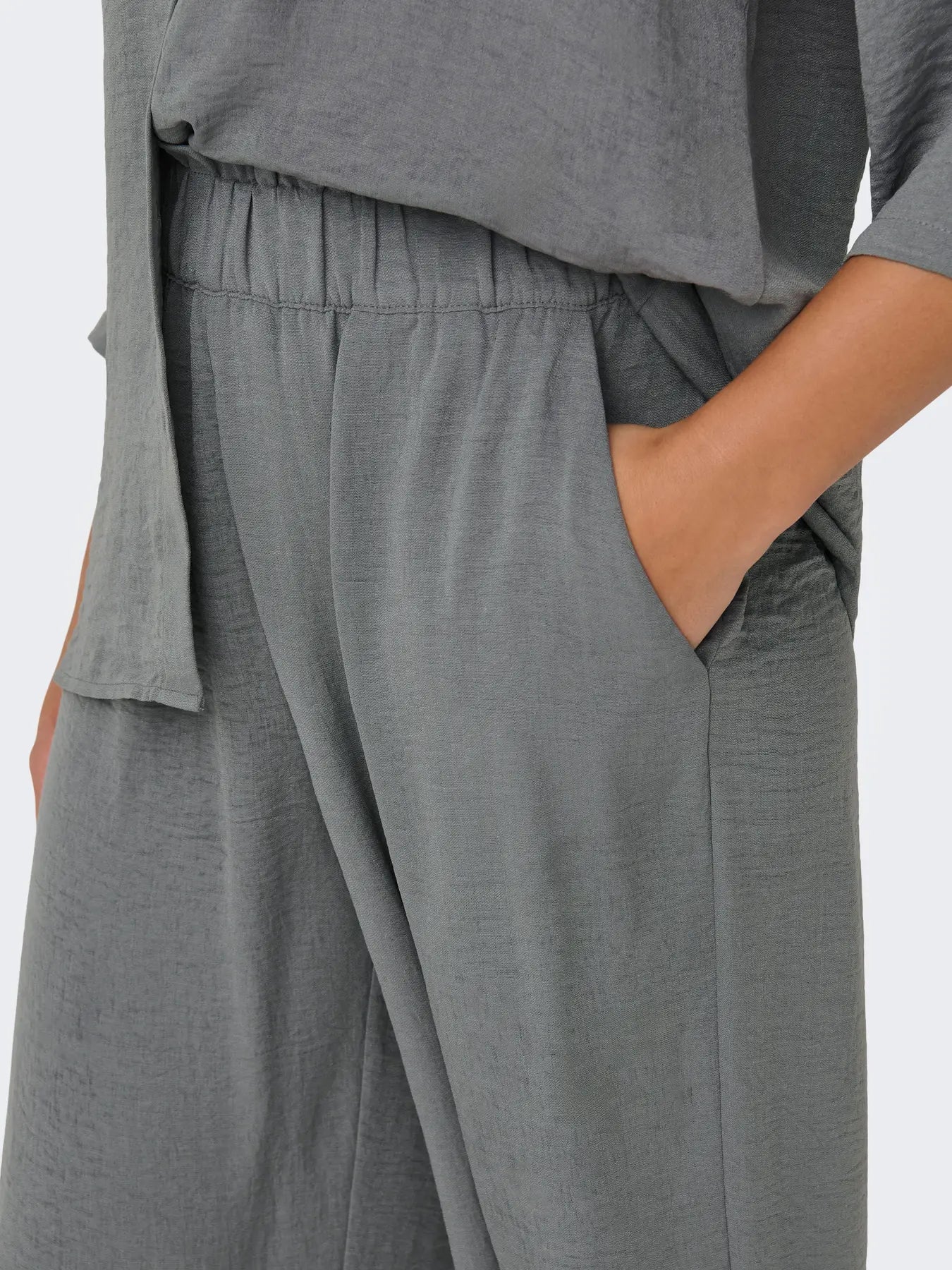 Divya Life High Waisted Wide Pants - Steel Grey