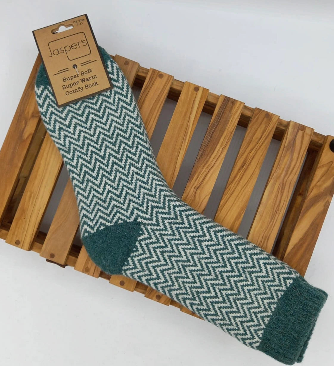Unisex Herringbone Cosy Socks - Green