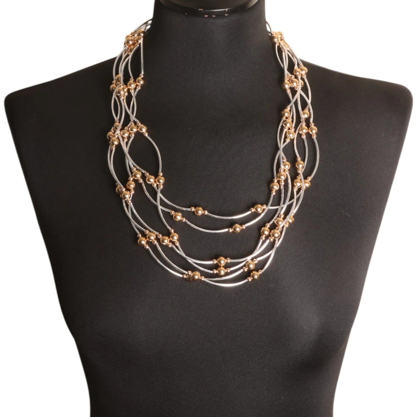 Layered Necklace with Beads - MIxed