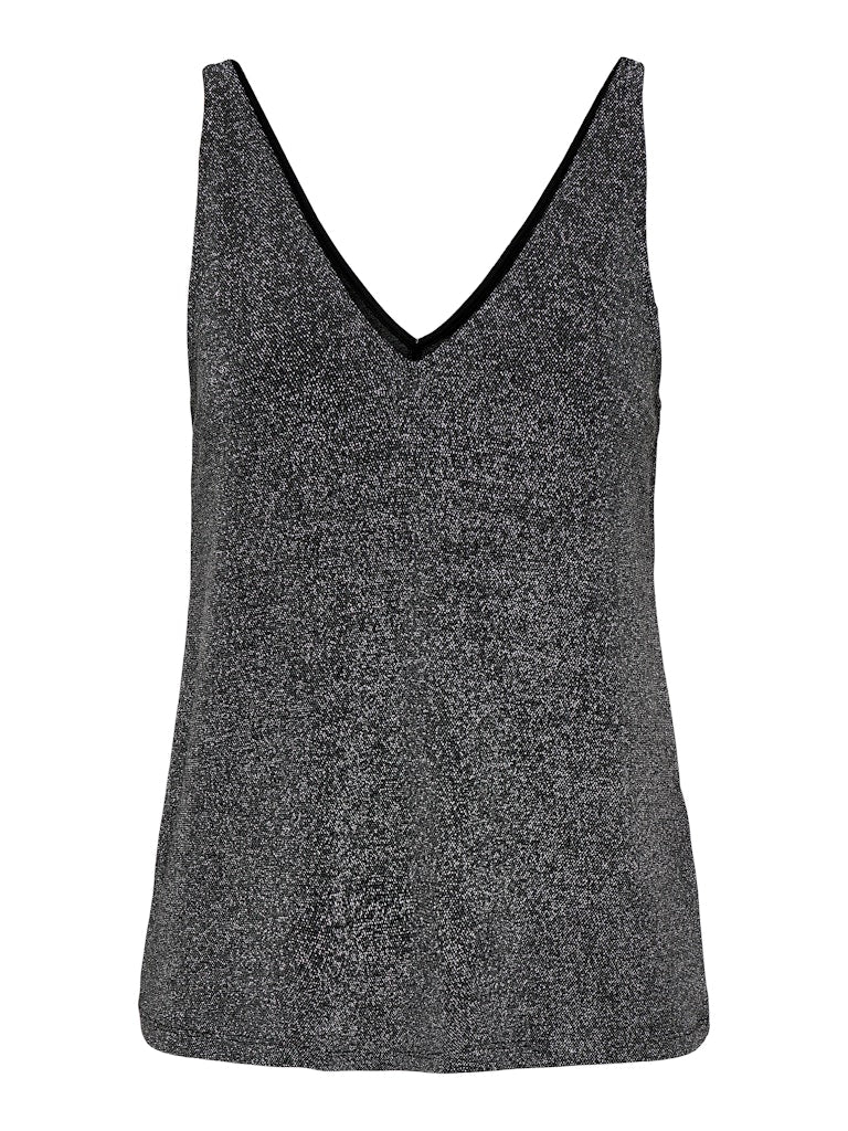 Queen V-Neck Glitter Top - Black Filli