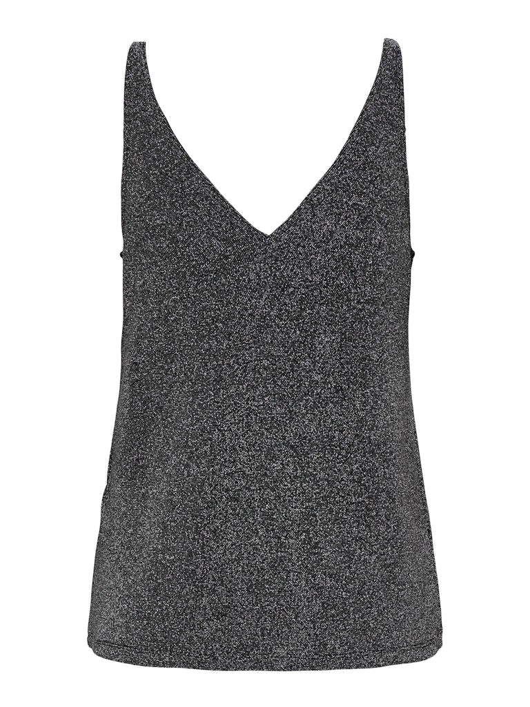Queen V-Neck Glitter Top - Black Filli