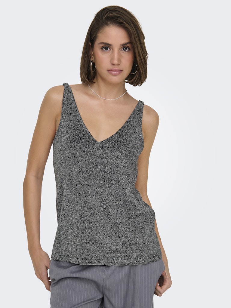 Queen V-Neck Glitter Top - Black Filli