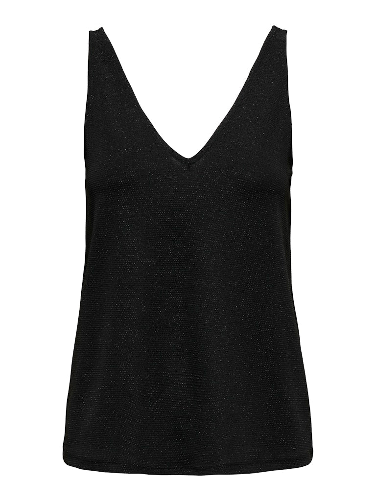 Queen V-Neck Glitter Top - Black Oda