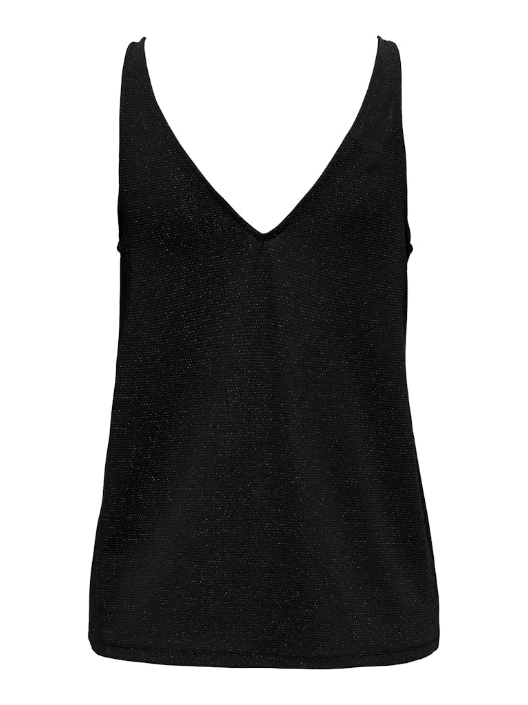 Queen V-Neck Glitter Top - Black Oda