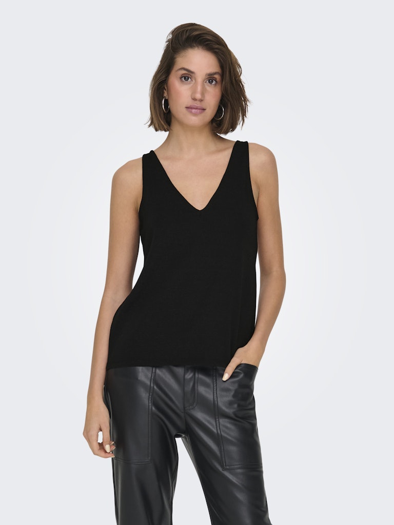 Queen V-Neck Glitter Top - Black Oda