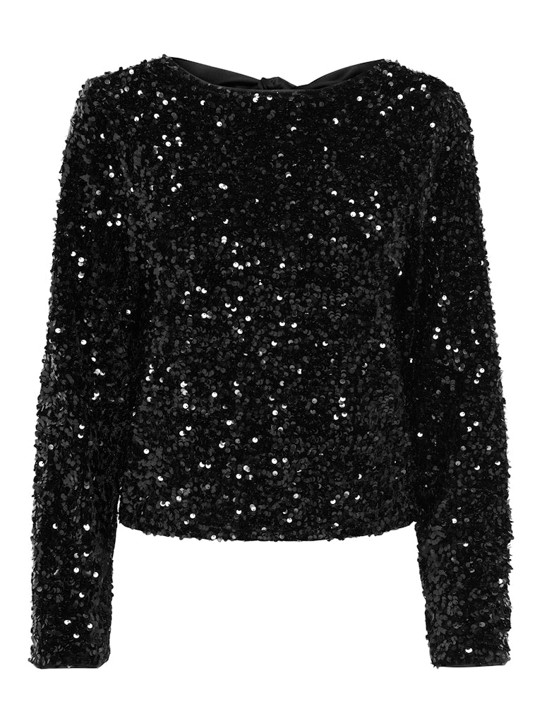 Confidence Sequin Bow Top - Black