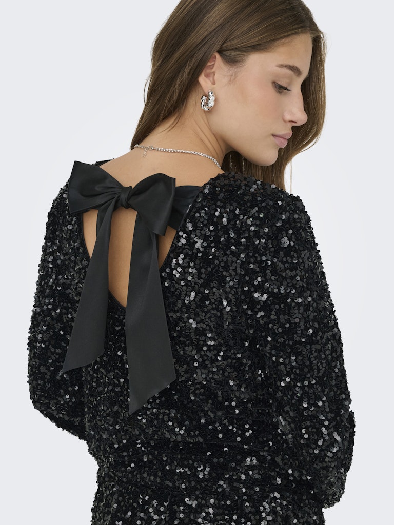 Confidence Sequin Bow Top - Black