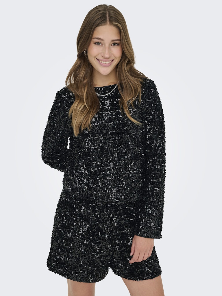 Confidence Sequin Bow Top - Black