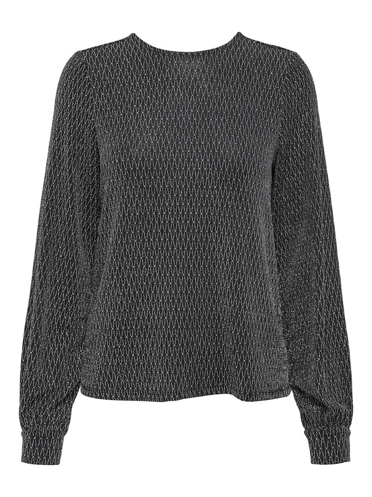 Carol Glitter Bow Top - Black Harlekin Silver